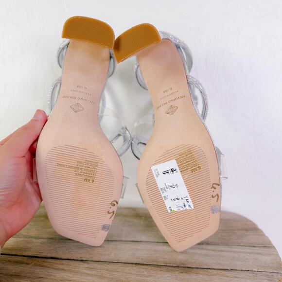 Antonio Melani Ninna Rhinestone Snake Heels Reputation Eras Bling Silver Sz 6.5 - Picture 8 of 10